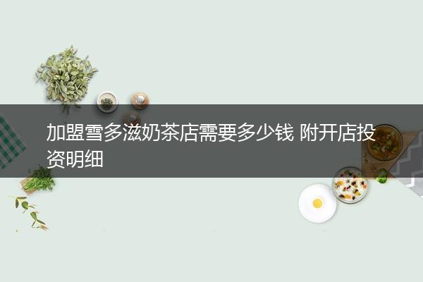 加盟雪多滋奶茶店需要多少钱 附开店投资明细