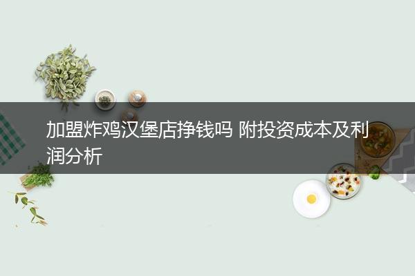 加盟炸鸡汉堡店挣钱吗 附投资成本及利润分析