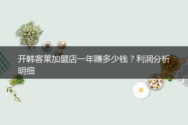 开韩客莱加盟店一年赚多少钱？利润分析明细