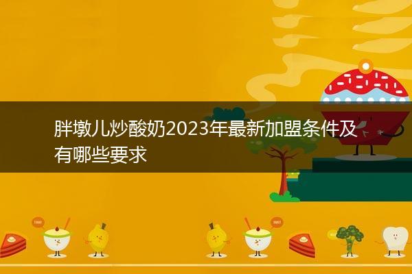 胖墩儿炒酸奶2023年最新加盟条件及有哪些要求