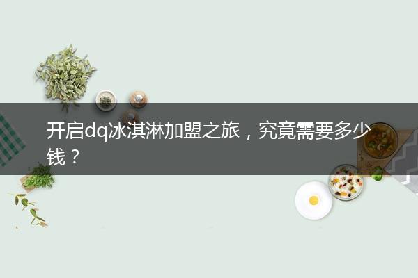 开启dq冰淇淋加盟之旅，究竟需要多少钱？