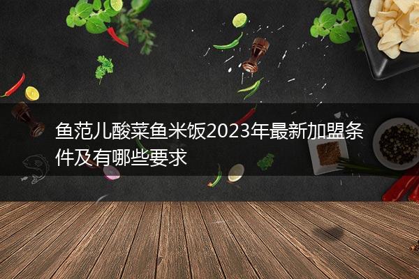 鱼范儿酸菜鱼米饭2023年最新加盟条件及有哪些要求