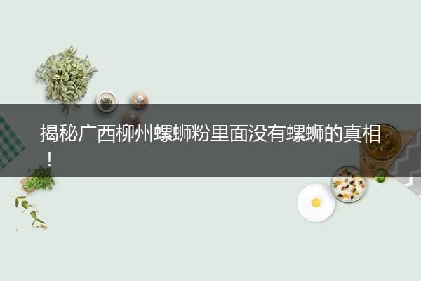 揭秘广西柳州螺蛳粉里面没有螺蛳的真相！