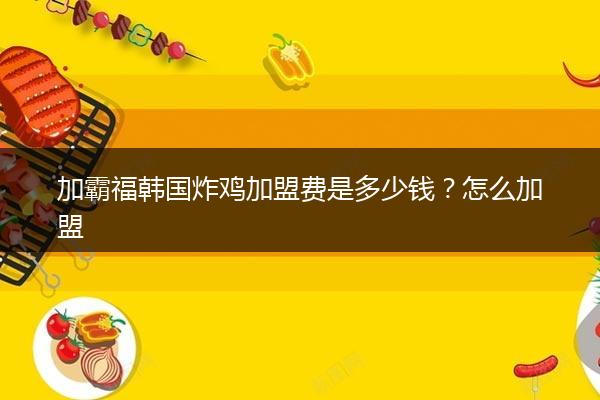 加霸福韩国炸鸡加盟费是多少钱？怎么加盟