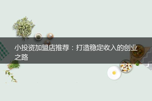 小投资加盟店推荐：打造稳定收入的创业之路