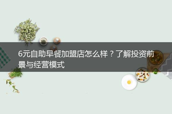 6元自助早餐加盟店怎么样？了解投资前景与经营模式
