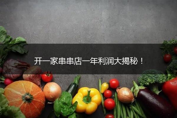 开一家串串店一年利润大揭秘！